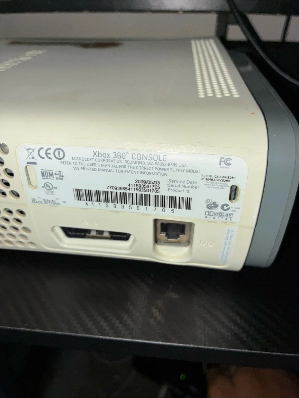 Microsoft Xbox 360 Original White Console 60GB Tested Working W/ Power Cable